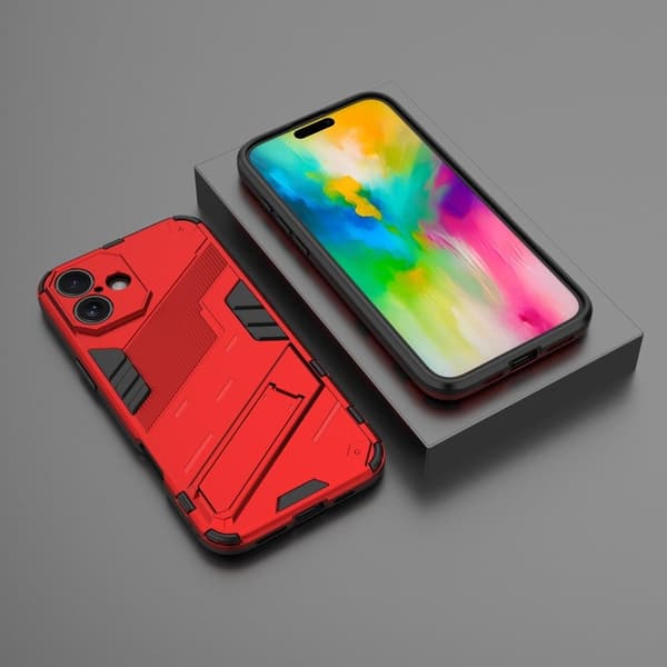 Stødsikkert moderne iPhone 16 hybridcover - Rød Red