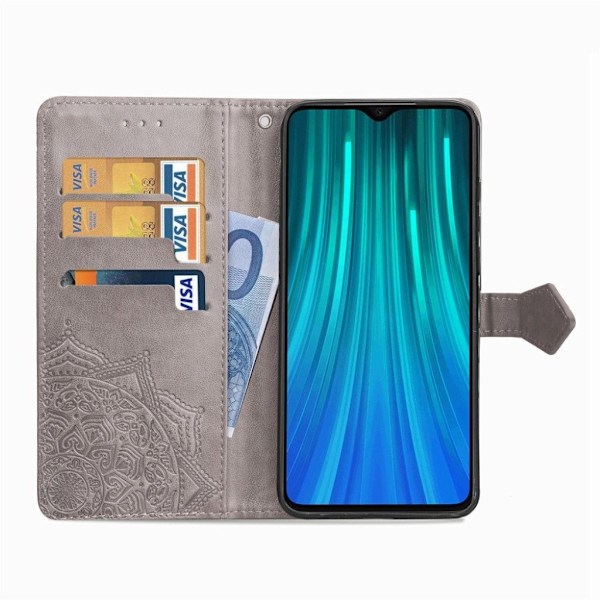 Mandala läder Xiaomi Redmi Note 8 Pro fodral - Silver/Grå Silvergrå