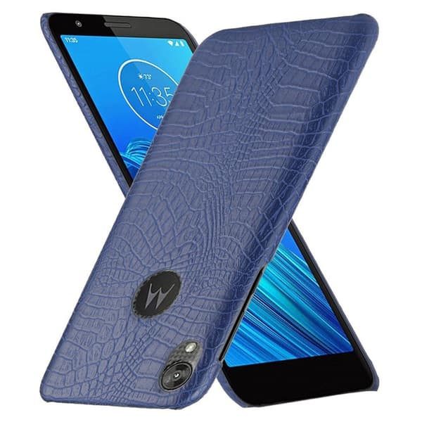 Croco cover - Motorola Moto E6 – Mørkeblå Blue