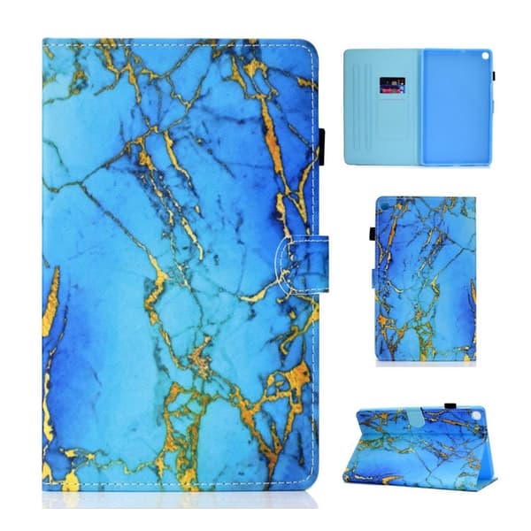 Samsung Galaxy Tab A 10.1 (2019) mønster læretui - Apricot Blossom Blue