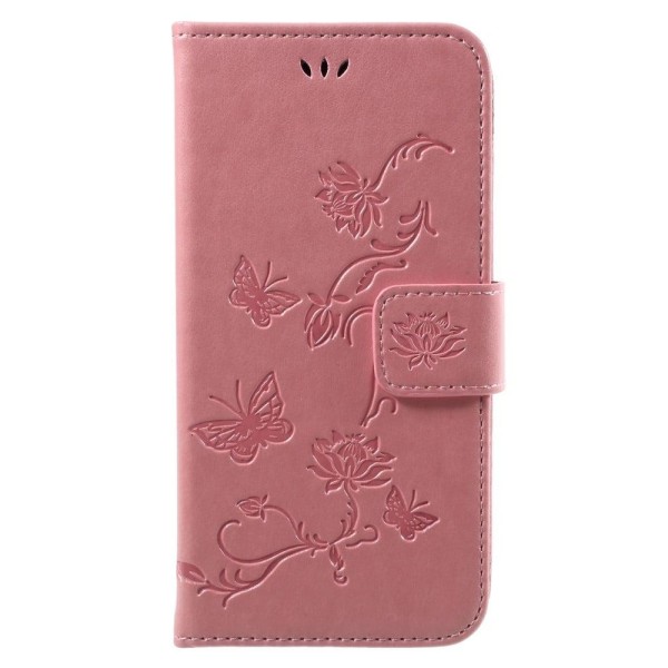 Samsung Galaxy J7 (2017) Smuk læder etui med tryk - Lyserød Pink