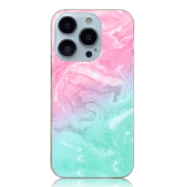 Marble iPhone 14 Pro Max Suojakotelo - Pink Vihreä Marble Multicolor