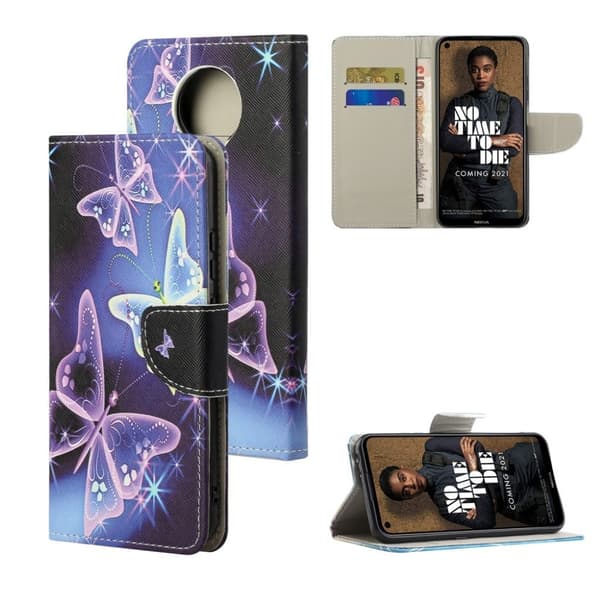 Wonderland Nokia 3.4 Flippetui - Sparkle Sommerfugl Purple