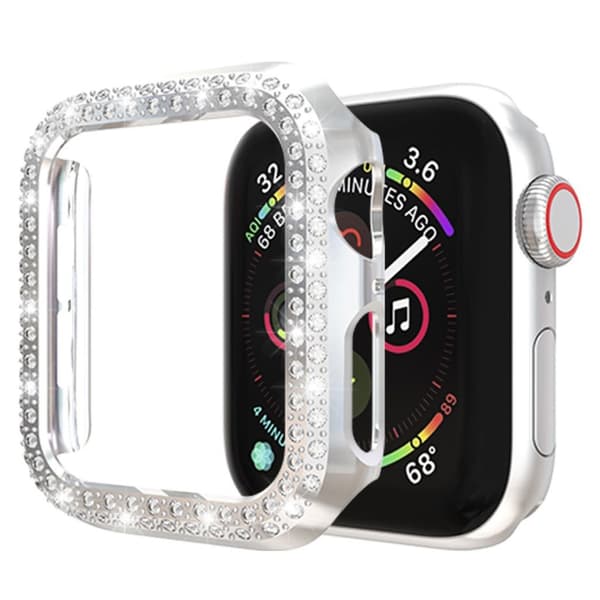 Apple Watch Series 4 44mm dual-row Rhinsten dekorations Ramme - Sølv Silver grey