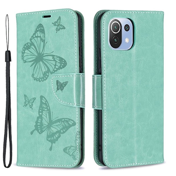 Butterfly läder Xiaomi 11 Lite 5G NE / Xiaomi Mi 11 Lite 5G / Xiaomi Mi 11 Lite fodral - Grön Grön