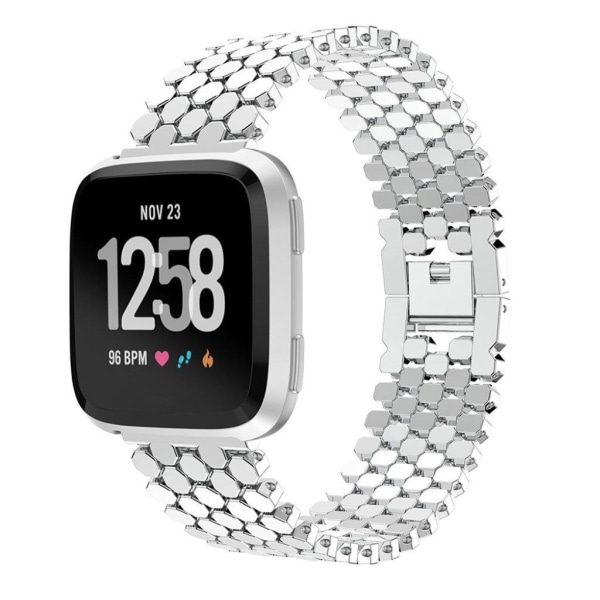 Fitbit Versa Lite fish scale stainless steel watch band - Silver Silvergrå