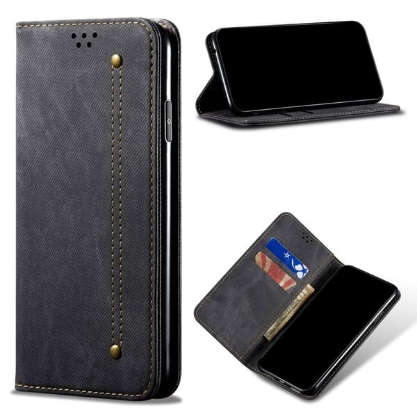 Jeans Samsung Galaxy A12 5G flip case - Musta Black