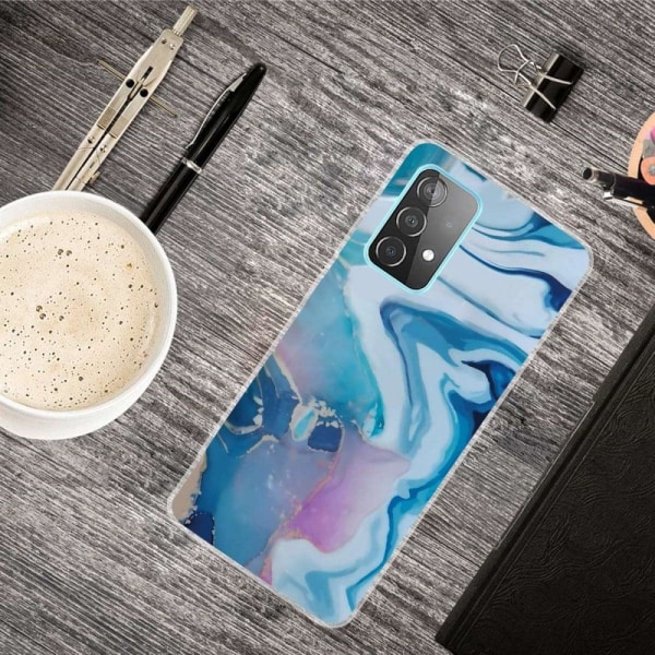 Marble design Samsung Galaxy A23 cover - Blåt Stænk Blue