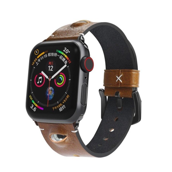 Apple Watch Series 6 / 5 44mm tyylikäs aidosta nahasta valmistettu ranneke - Ruskea Brown