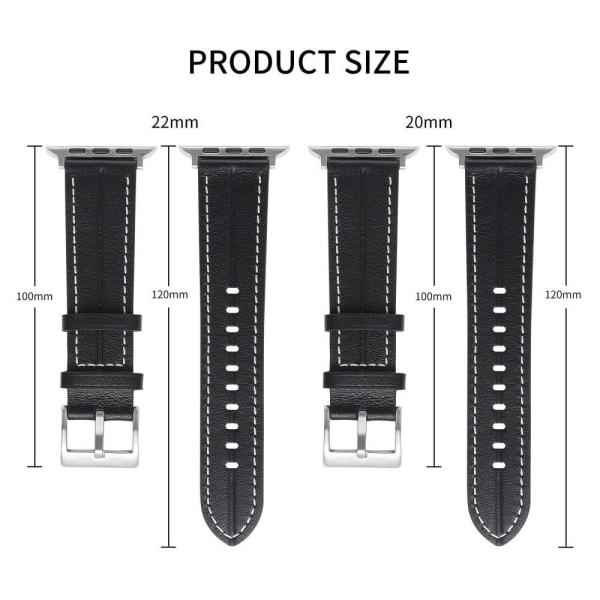 Apple Watch Series 8 (41mm) klockarmband i äkta läder - Svart Svart