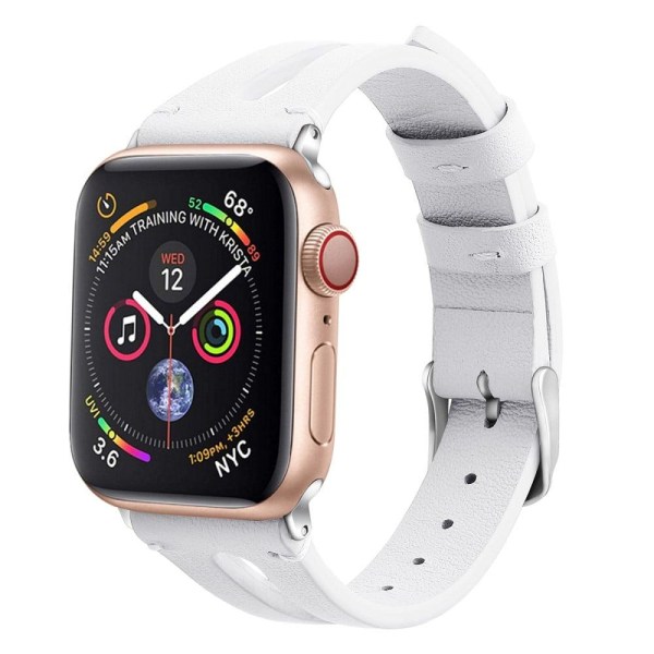 Apple Watch (45mm) Top Layer Koläder äkta Läder Klockarmband - V Vit