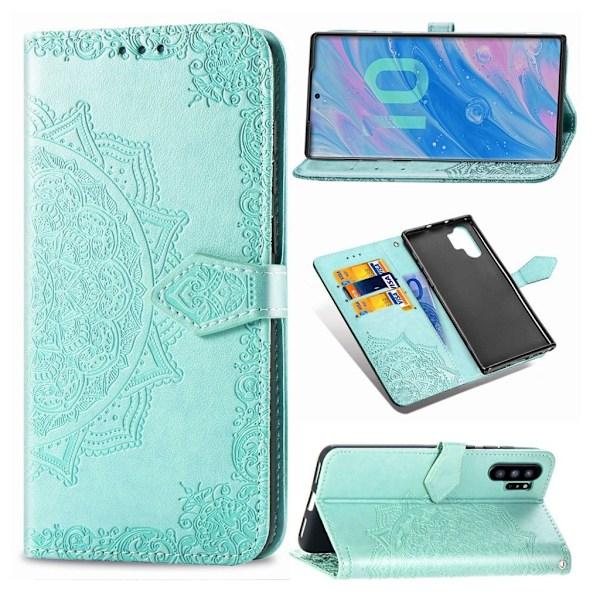 Mandala Samsung Galaxy Note 10 Pro Flip etui - Cyan Green