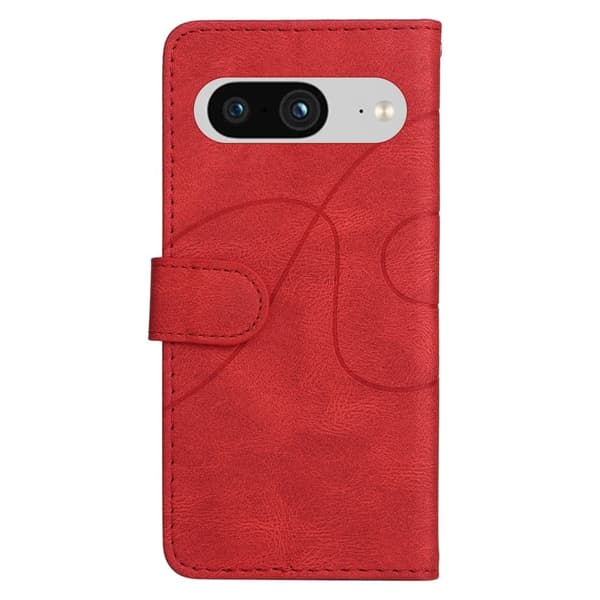 Tekstureret Google Pixel 8 læderetui med rem - Rød Red