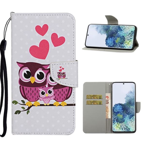 wonderland Samsung Galaxy S21 Plus flip etui - ugle og Heart Multicolor