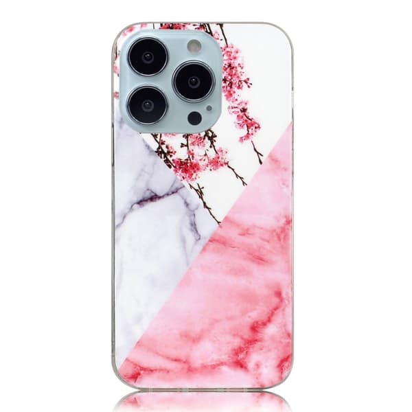 Marmormotiv iPhone 14 Pro Max skal - Plommonblomma / Marmor Rosa