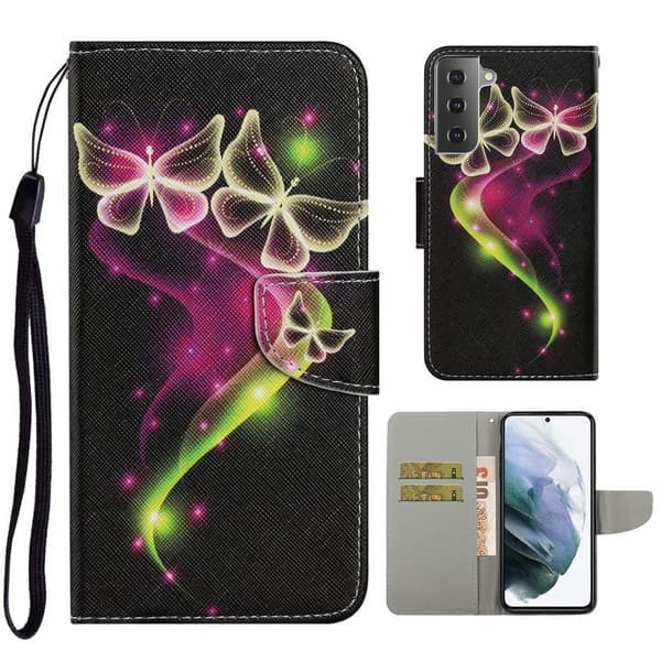 Wonderland Samsung Galaxy S21 FE Flip etui - Magic sommerfugle Black