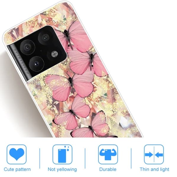 Deco OnePlus 10 Pro Etui - Rosa Sommerfugler Pink