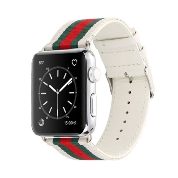 Apple Watch 42mm sports urrem i nylon og lædermateriale - Hvid White