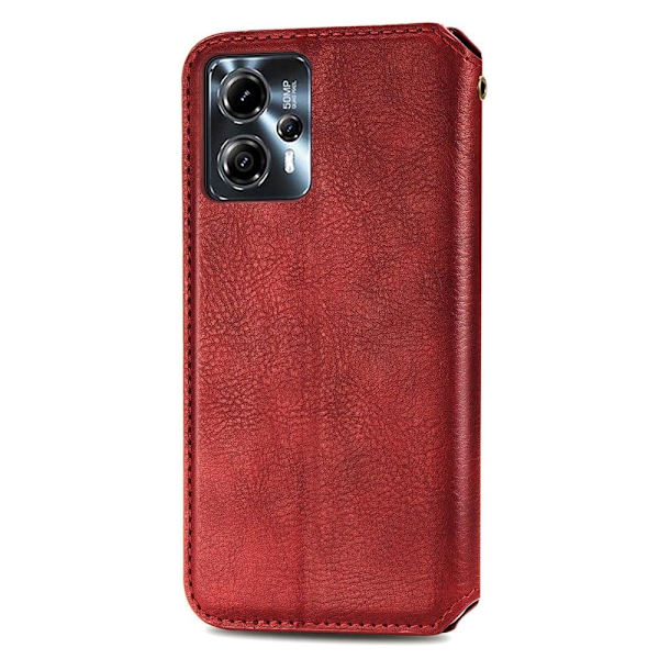 Læder Etui med A Stilfuldt Rhombus Tryk til Motorola Moto G23 / G13 - Rød Red