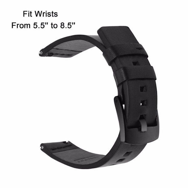 äkta läder klockarmband för Seiko, Suunto and Sony watch - svart Svart