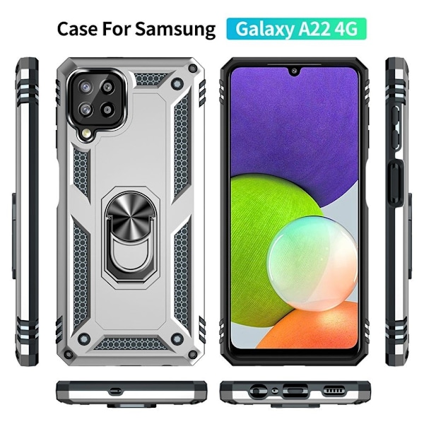 Bofink Combat Samsung Galaxy A22 4G deksel - Sølv Silver grey