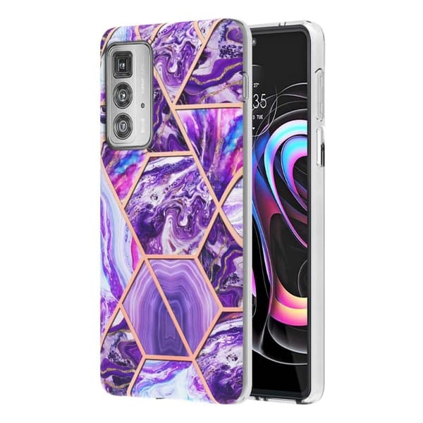 Marble Motorola Edge 20 Pro Etui - Mørkelilla Purple