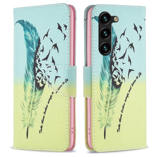Wonderland Samsung Galaxy S23 Plus Flip Etui - Fjer Green