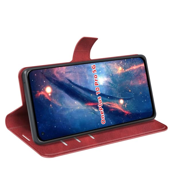 Læderetui med Pung til OnePlus 10 Pro - Rød Red