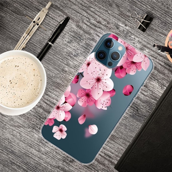 Blød, fleksibel stødabsorbering Slim Pattern Printing Transparent Protective Case iPhone 13 Pro 6.1 inch - Lyserød Pink