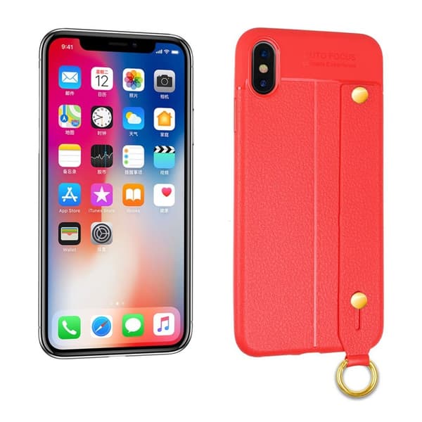 iPhone Xs Max kickstand etui i litchikorn - Rød Red