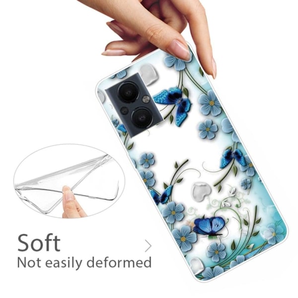 Deco OnePlus Nord N20 5G Etui - Sommerfugle og Blomster Blue