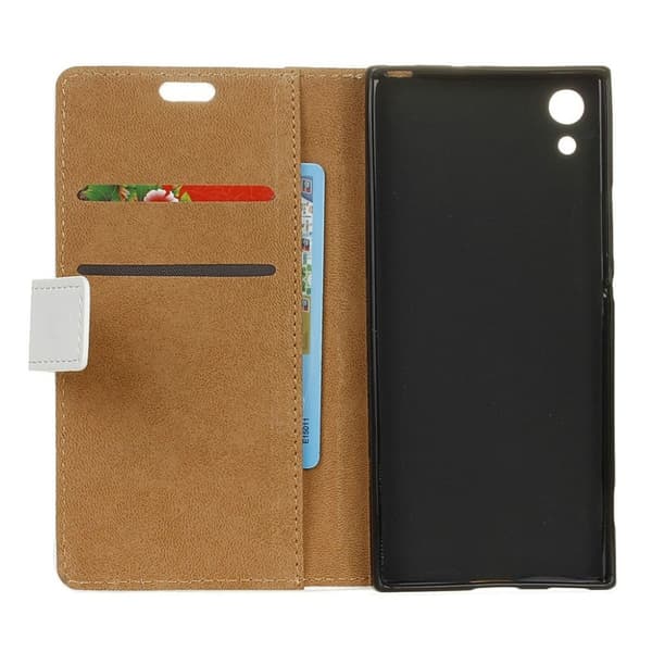 Sony Xperia Xa1 Mønstret Lær Flip Etui - Us Flag Og Katt Holder Hjerte Multicolor