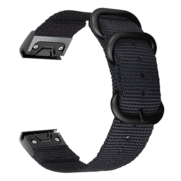 20mm nylon ranneke Garmin kellolle - Musta Black