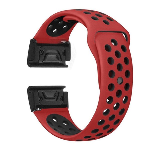 Garmin Fenix 5X / Fenix ​​3 tofarvet silikoneurrem - rød/sort Red