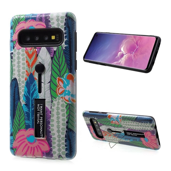 Samsung Galaxy S10 ophøjet mønster hybrid etui - Model S Multicolor