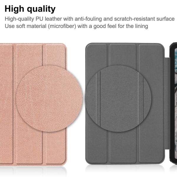 Nokia T20 tri-fold PU leather flip case - Rose Gold Rosa