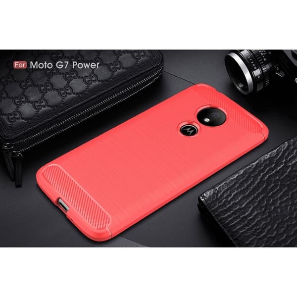 Carbon Flex Motorola Moto G7 Strøm deksel - Rød Red