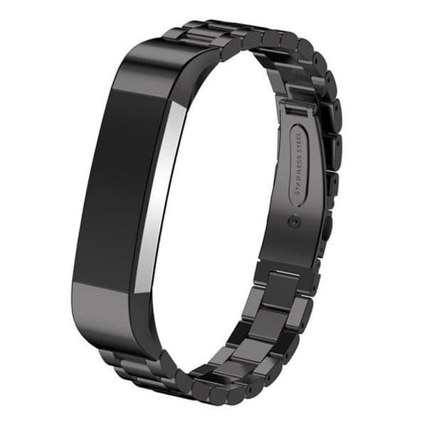 Luxury Three Bead Rustfritt Stål Stropp Folding Clasp For Fitbit Alta - Svart Black