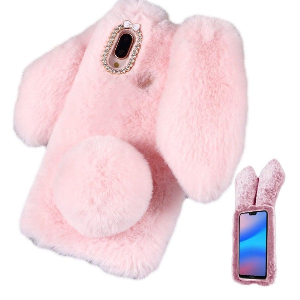 Fluffy Rabbit Huawei P20 Lite skal - Rosa Rosa