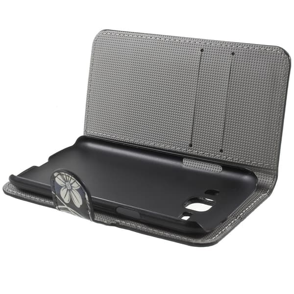 Moberg Samsung Galaxy J1 Lær Etui Med Stand - Hvit Blomster Multicolor