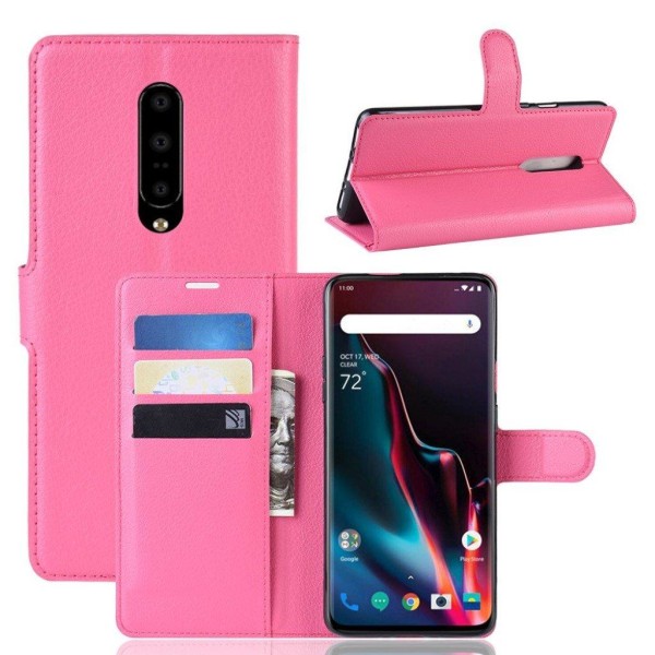 OnePlus 7 Pro litchi nahkakotelo - Ruusu Pink