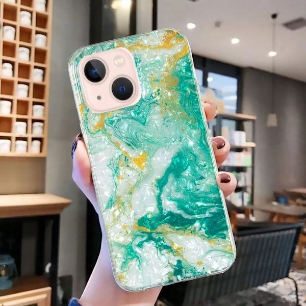 Marble iPhone 15 Plus Etui - Grøn Marmor Green