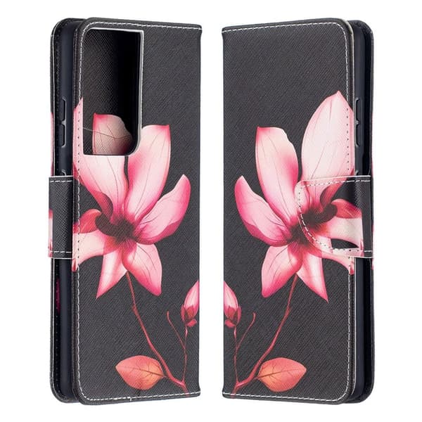 Wonderland Samsung Galaxy S21 Ultra Flippetui - Blomst Pink