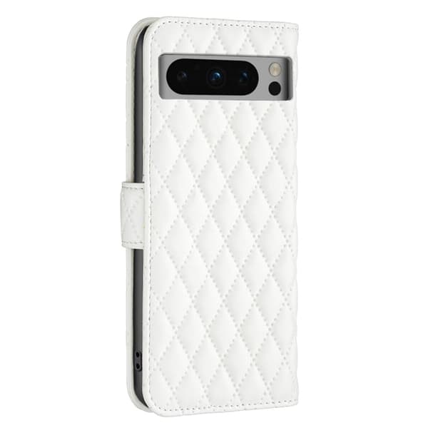 Matt Google Pixel 8 Pro fodral med rombmönster - Vit Vit
