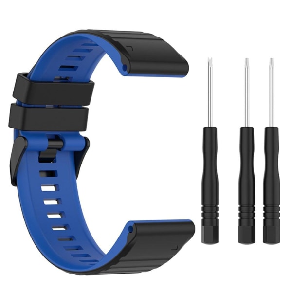 Garmin Fenix 7X dual color silicone watch strap - Black / Blue Black