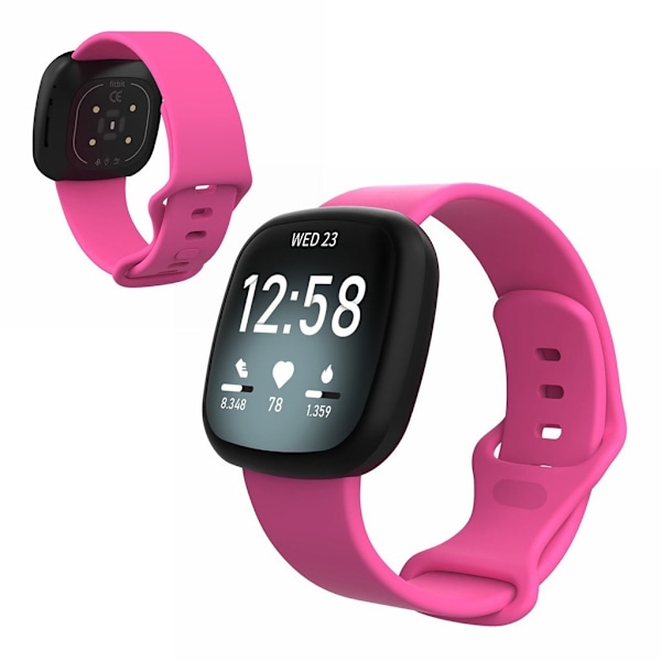 Fitbit Versa 3 / Sense silikon klockarmband - roseröd Size: S Rosa