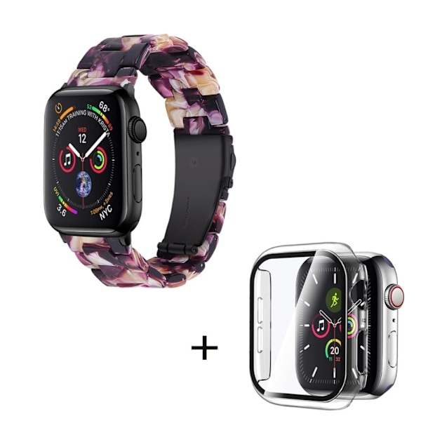 Apple Watch SE 2022 (40mm) klockarmband med 3 pärlor i resin och genomskinligt hölje - Lila Mix Lila