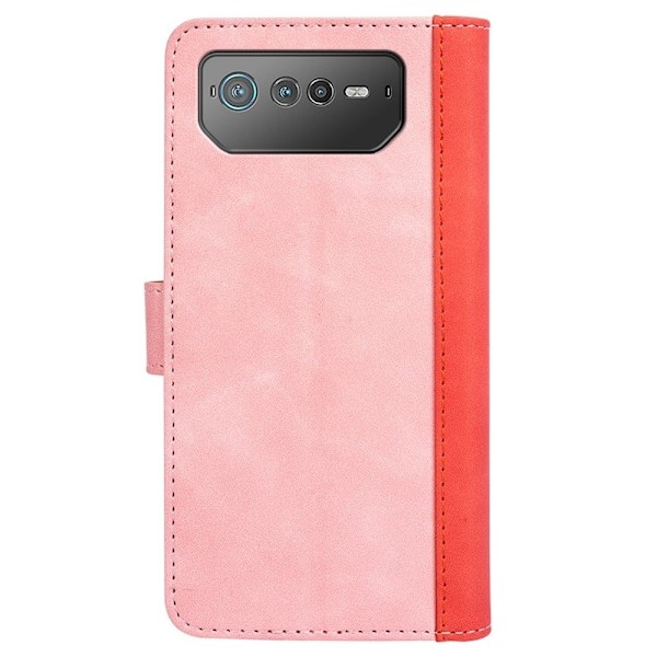 To-farvet Asus ROG Phone 6 læderetui - Lyserød Pink