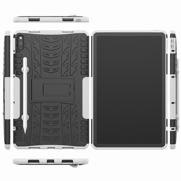 Däckmönstrat kickstand-fodral för Huawei MatePad 10.4 - Vit Vit