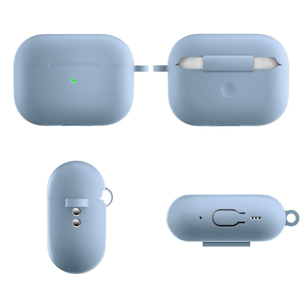 AirPods Pro 2 silikonfodral med karbinhake - Baby Blå Blå